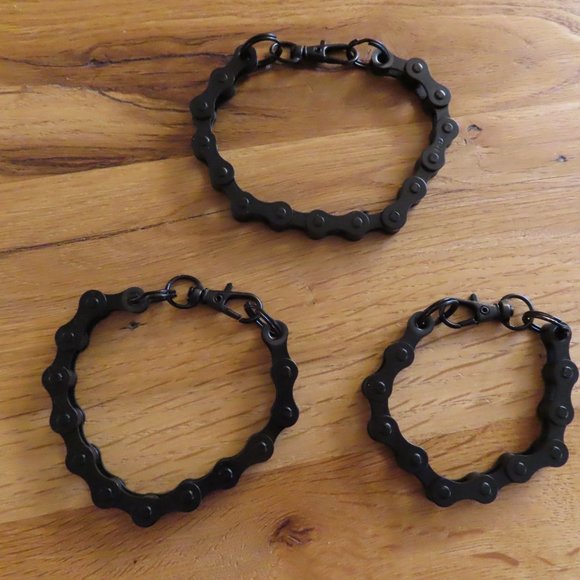 Black Bike Chain Bracelet Handmade Stainless Steel - Picture 5 of 8